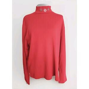 Baxter & Wells Women's Holidays Sweater Mock Neck Long Sleeve Red Size XL